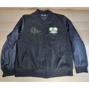 Broken Promises Varsity Jacket Size Large Quilted Skulls Cybernetic Black